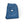 Folded blue denim jeans with a brand label on a white background