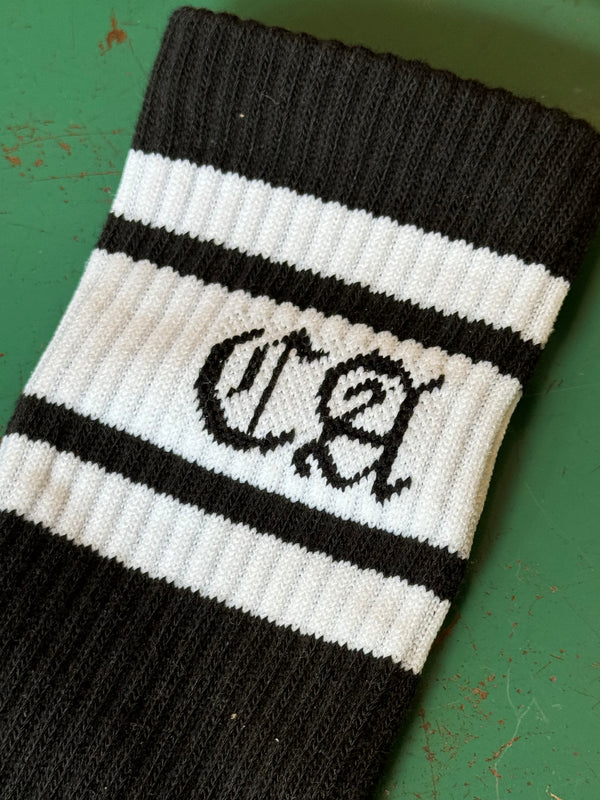 CA for California black and white socks