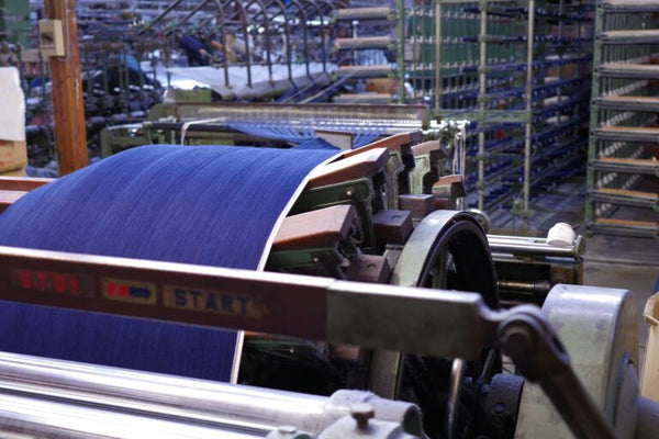indigo denim on loom