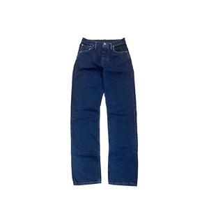 Pair of blue jeans on a white background