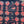 Close-up of denim fabric with red and white pattern 