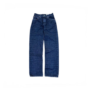 Pair of blue jeans on a white background