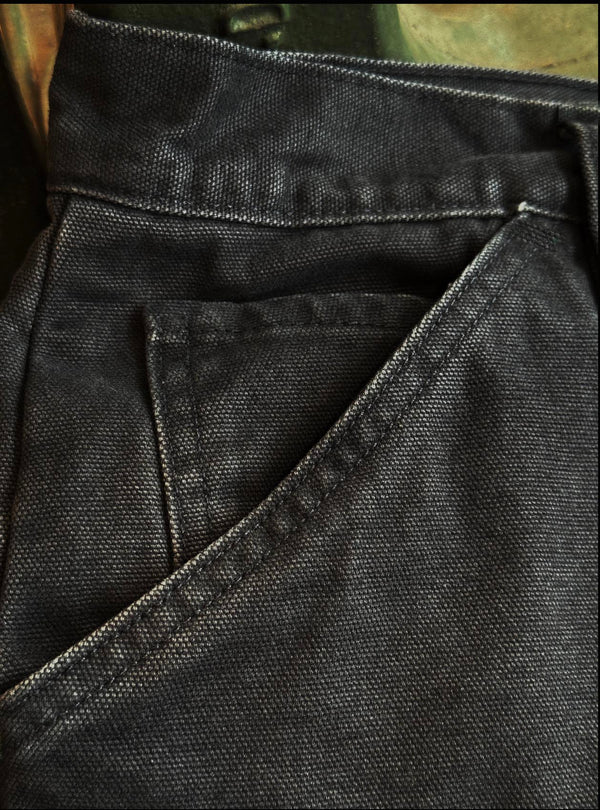 Close-up of black fabric with stitching details