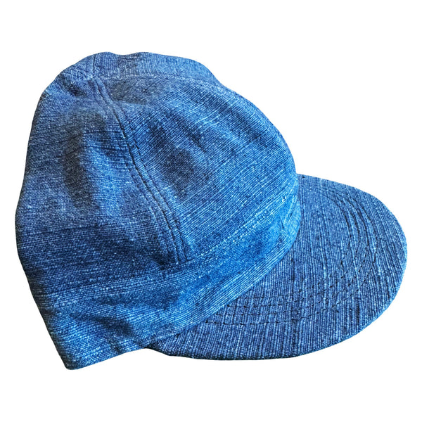 Dark Natural Indigo hand loomed Engineer cap