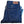 Folded pair of blue jeans with a brand label on a white background