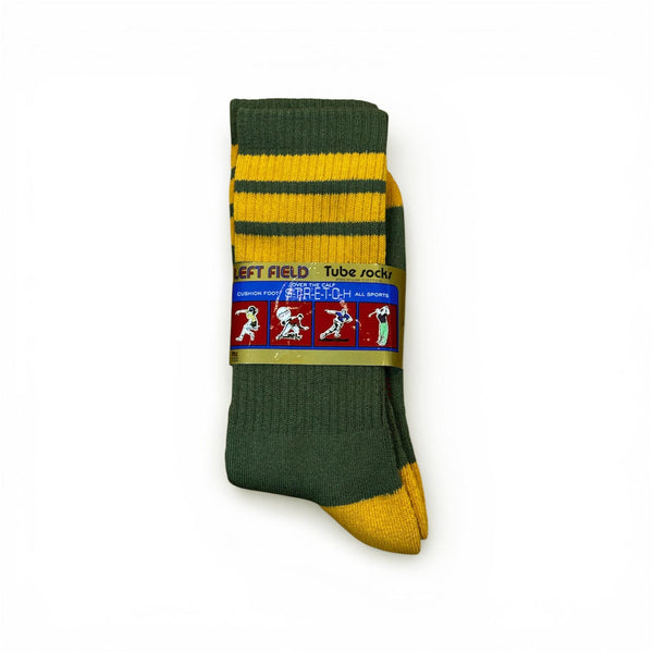 Olive and Orange Striped Bamboo Tube Socks