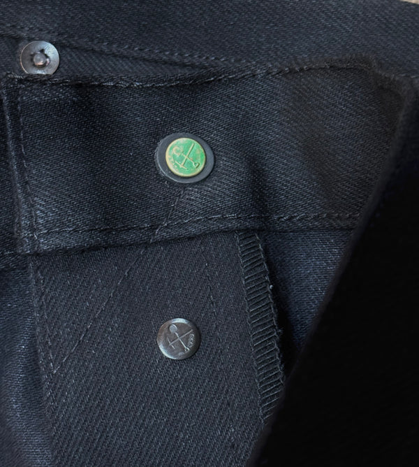 Chelsea Black Maria Vidalia Mills 14 oz selvedge Sulphur Dyed Denim  **Size up 1" in the waist(deadstock, no more black)