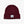 Maroon knit beanie with a label on a light gray background