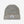 Gray knit beanie with a brand label on a white background