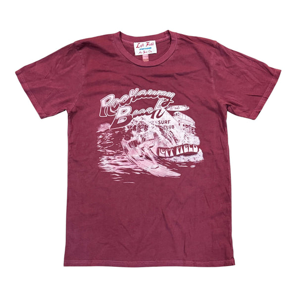 Left Field x Rockaway Beach Surf Club Cotton Maroon Crew (check sizing specs)