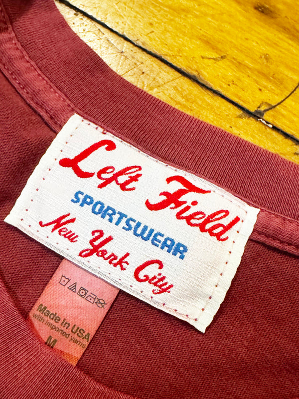 Left Field x Rockaway Beach Surf Club Cotton Maroon Crew (check sizing specs)