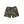 A pair of tiger stripe camouflage shorts in olive green, brown, and black, laid flat against a white background.