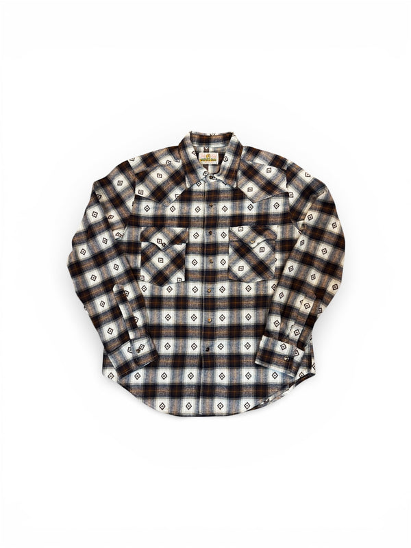 Plaid shirt with a pattern on a white background