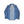 Blue denim shirt with a white label on a white background