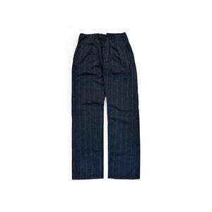 Dark pinstripe pants on a white background