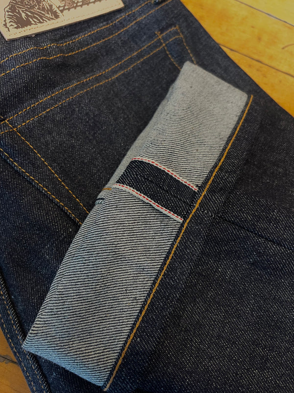 Chelsea Vidalia Mills 14 oz Indigo Selvedge(last of the dark blue indigo run)