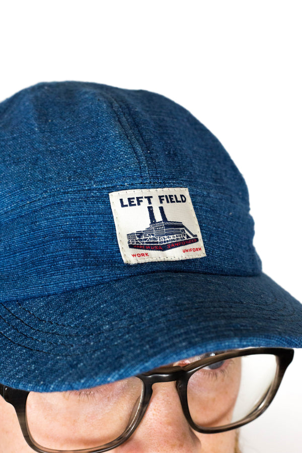 Dark Natural Indigo hand loomed Engineer cap