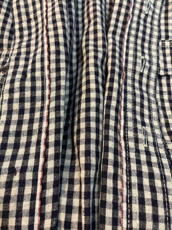 Nihon Menpu linen/cotton selvedge Indigo gingham Dust Bowl Workshirt