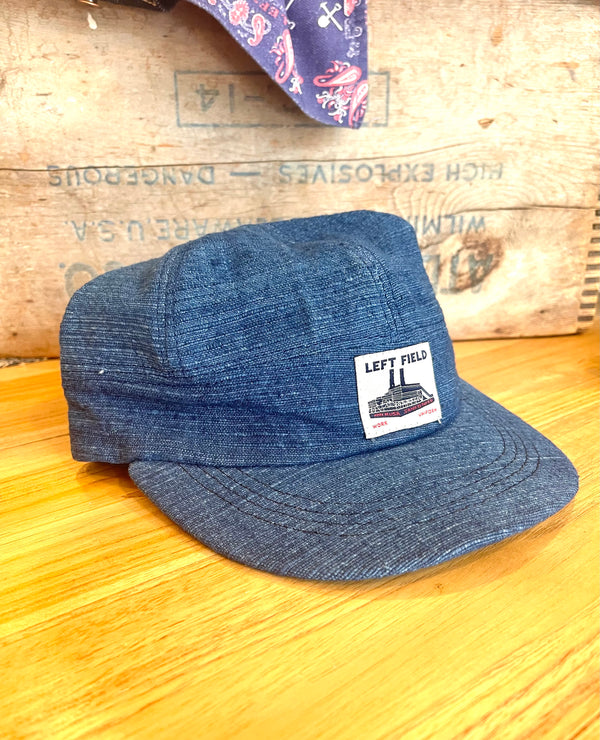 Dark Natural Indigo hand loomed Engineer cap