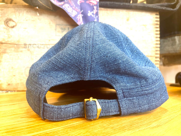 Dark Natural Indigo hand loomed Engineer cap