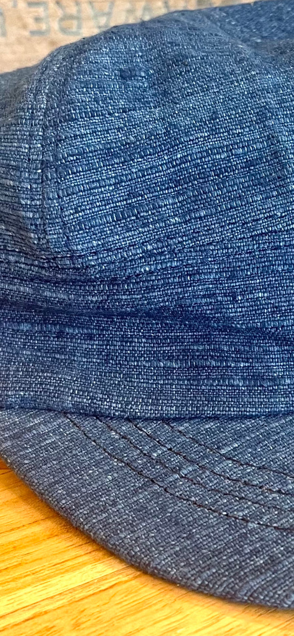 Dark Natural Indigo hand loomed Engineer cap