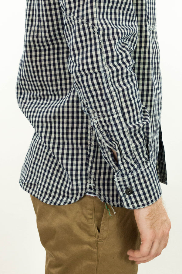 Nihon Menpu linen/cotton selvedge Indigo gingham Dust Bowl Workshirt