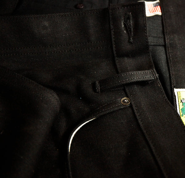 Chelsea Black Maria Vidalia Mills 14 oz selvedge Sulphur Dyed Denim  **Size up 1" in the waist(deadstock, no more black)