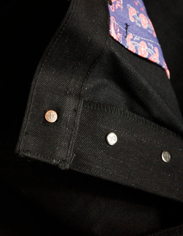 Chelsea Black Maria Vidalia Mills 14 oz selvedge Sulphur Dyed Denim  **Size up 1" in the waist(deadstock, no more black)