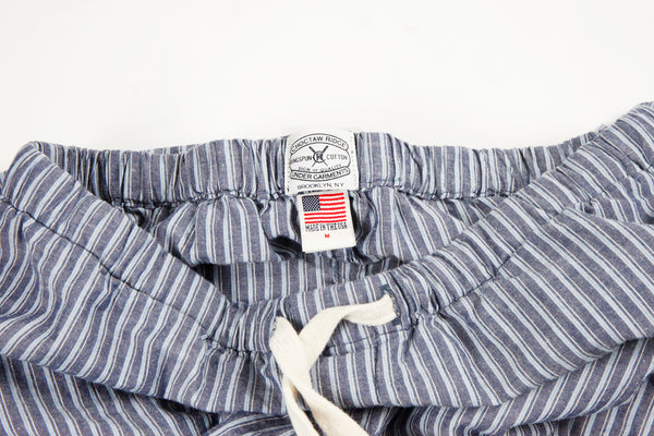 Japanese blue striped linen/cotton drawstring lounge pants