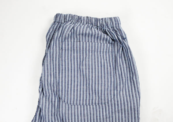 Japanese blue striped linen/cotton drawstring lounge pants