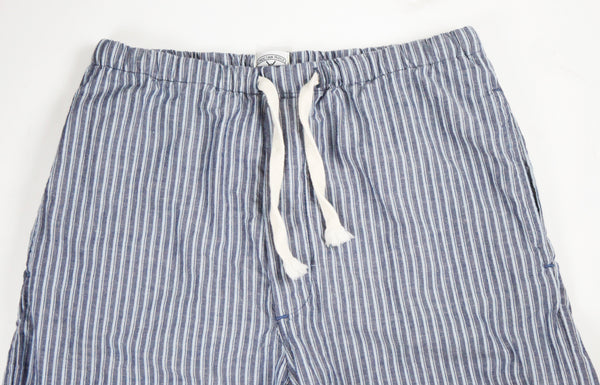 Japanese blue striped linen/cotton drawstring lounge pants