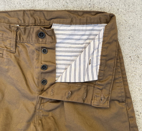Coal Miner Dark Khaki 9 oz Japanese stretch sateen twill