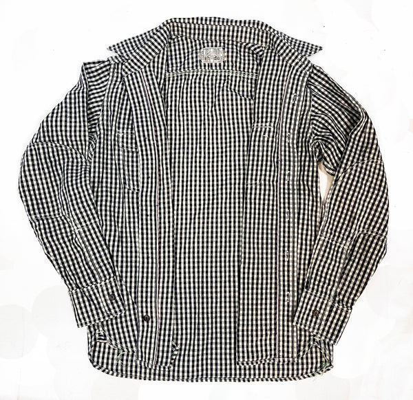 Nihon Menpu linen/cotton selvedge Indigo gingham Dust Bowl Workshirt